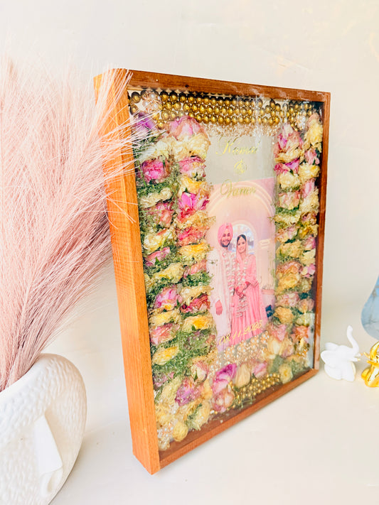 Custom jai mala preservation frame with couple photo