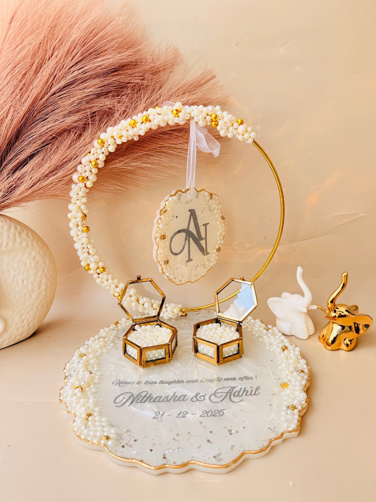 Handmade resin engagement platter with premium finish