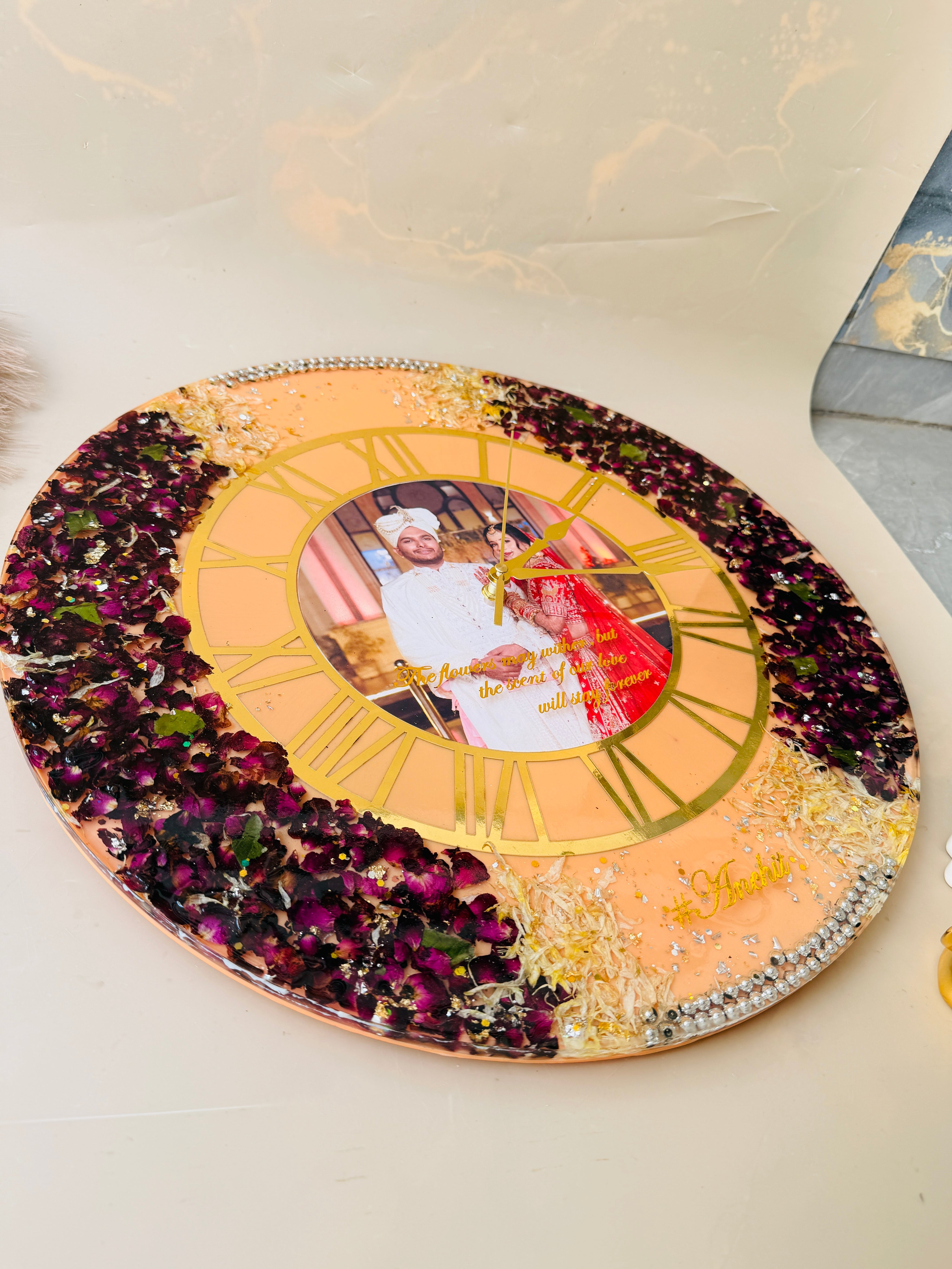 Custom varmala preservation wall clock for home decor