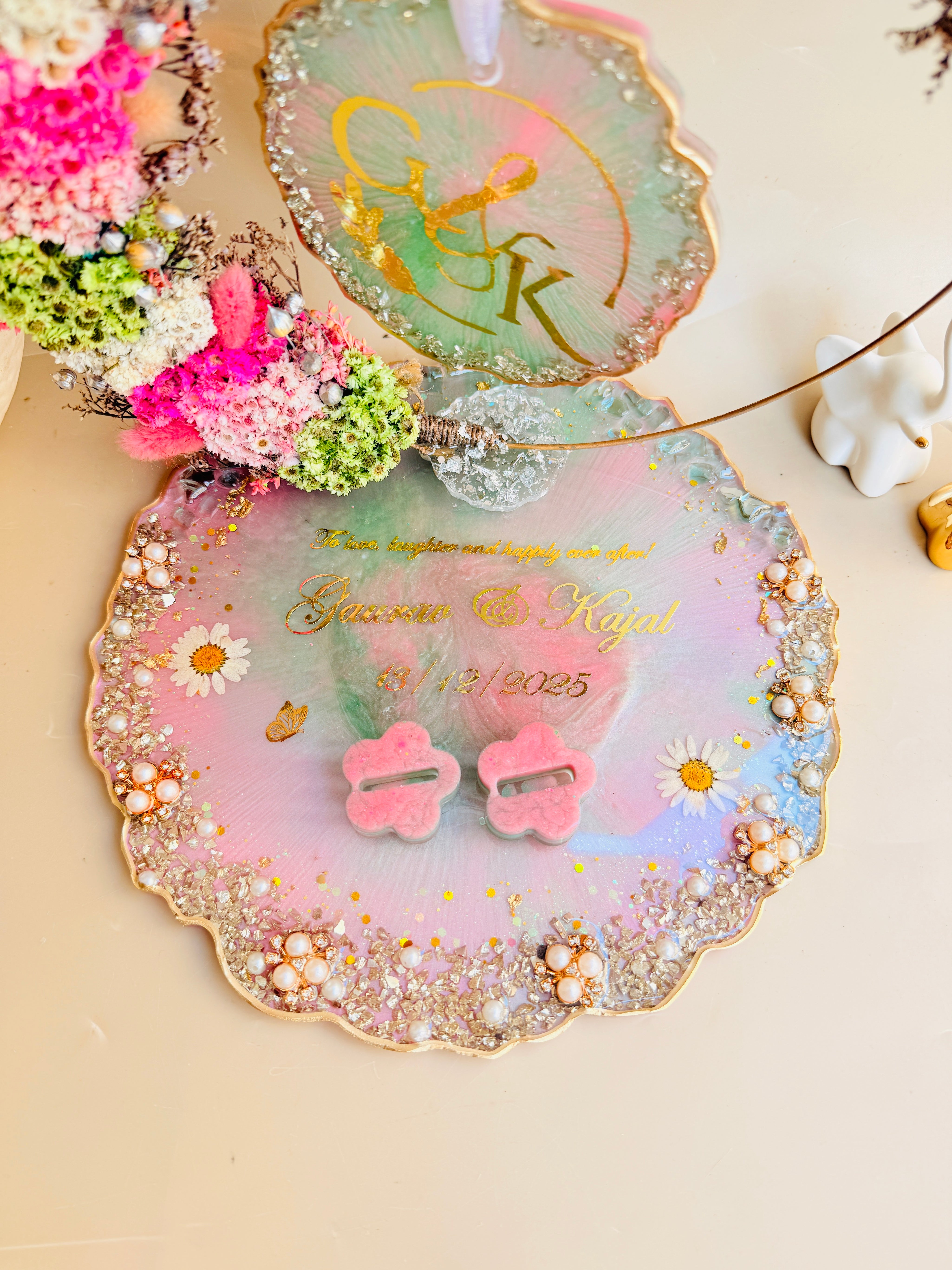 Engagement gift platter for newly engaged couple