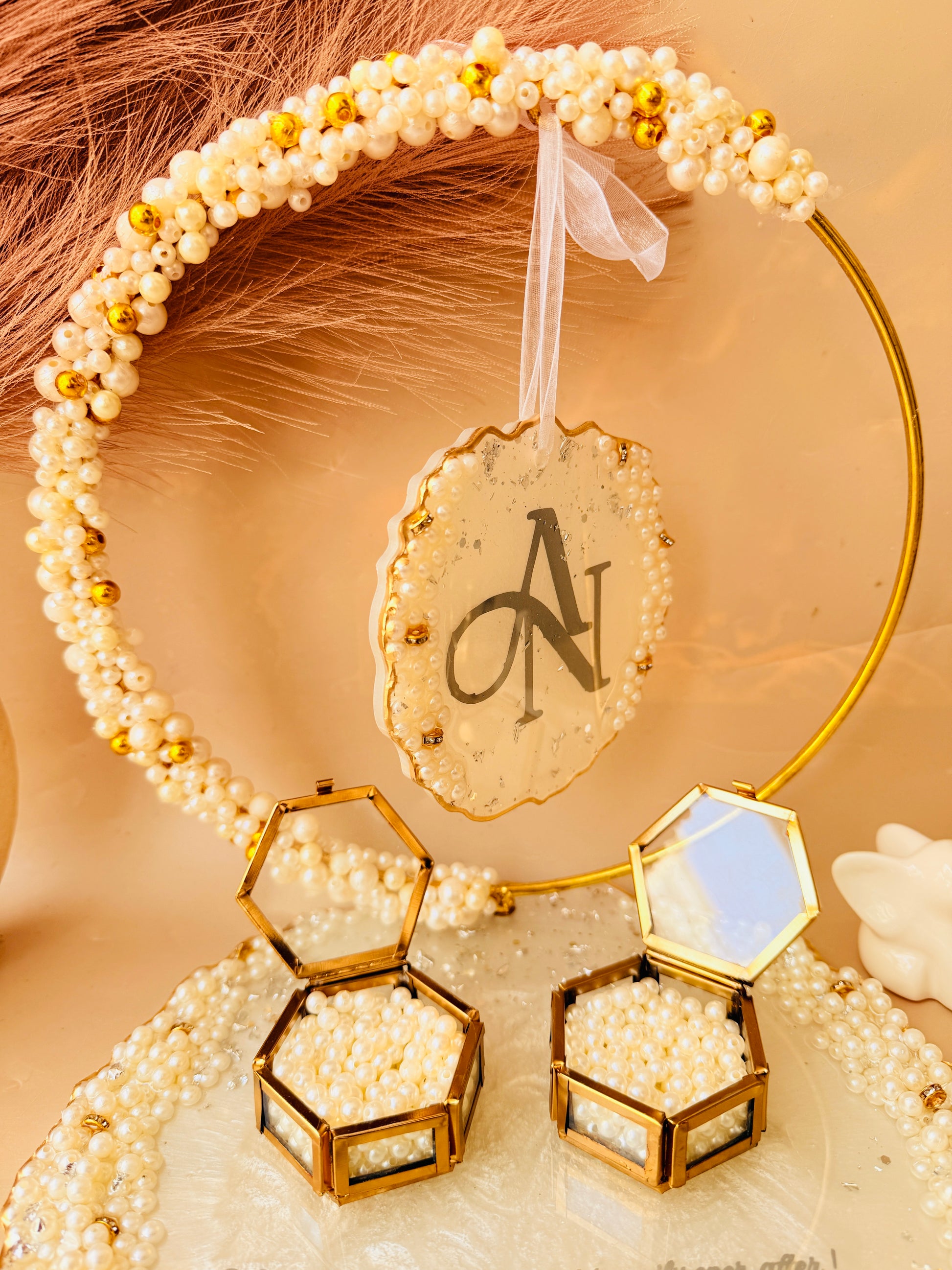 Luxury resin engagement platter for ring exchange