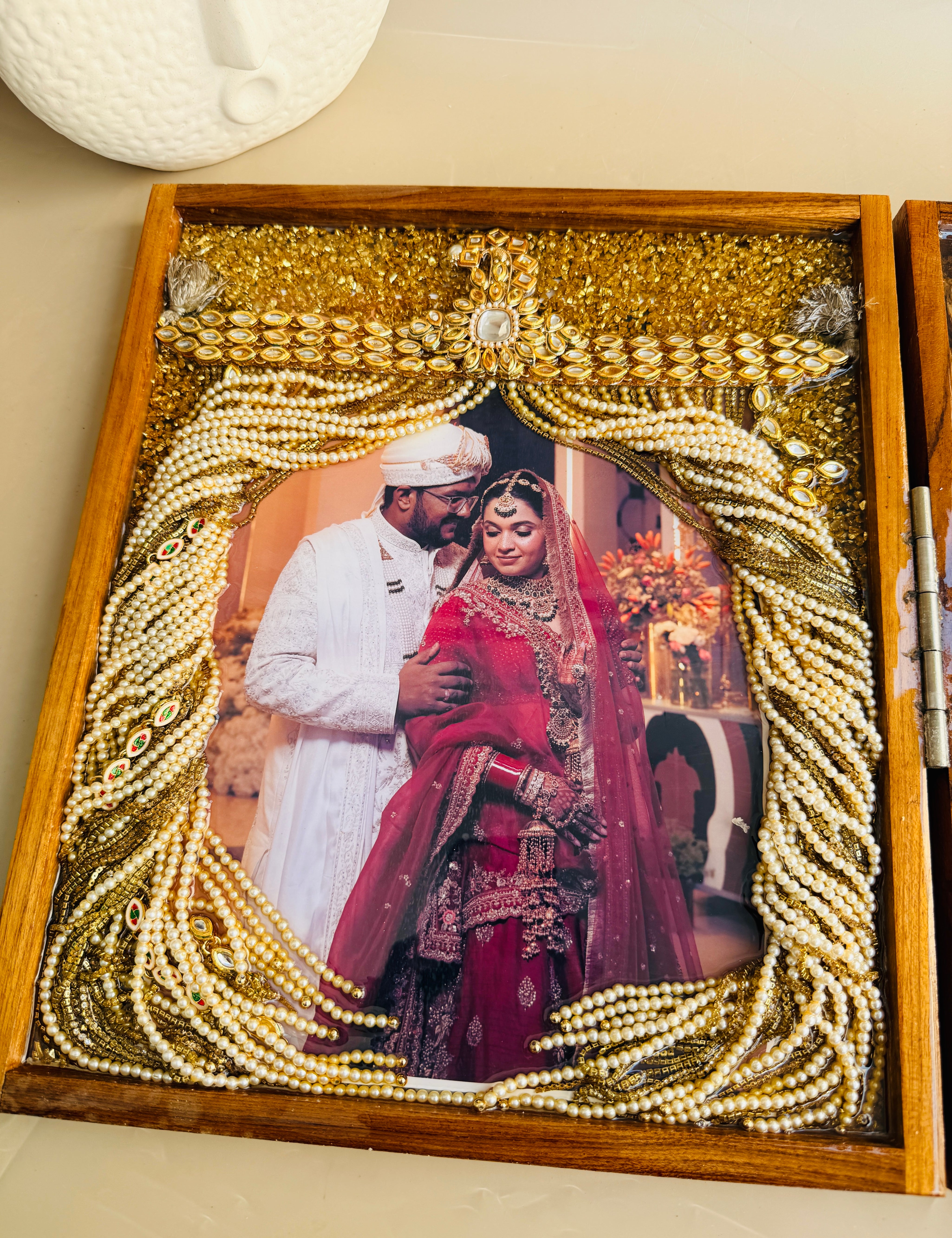Indian wedding garland preservation frame wall decor