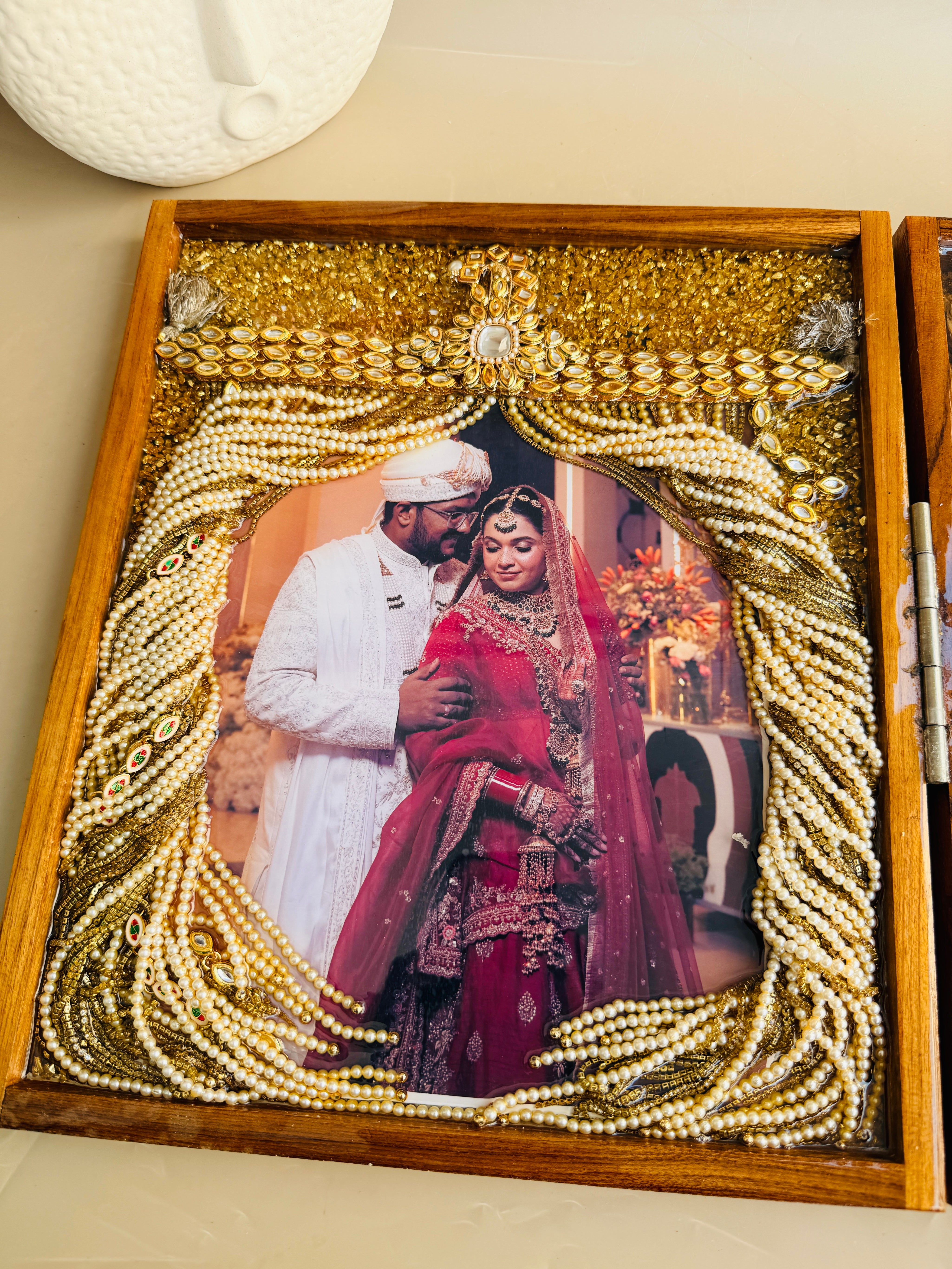 Indian wedding garland preservation frame wall decor