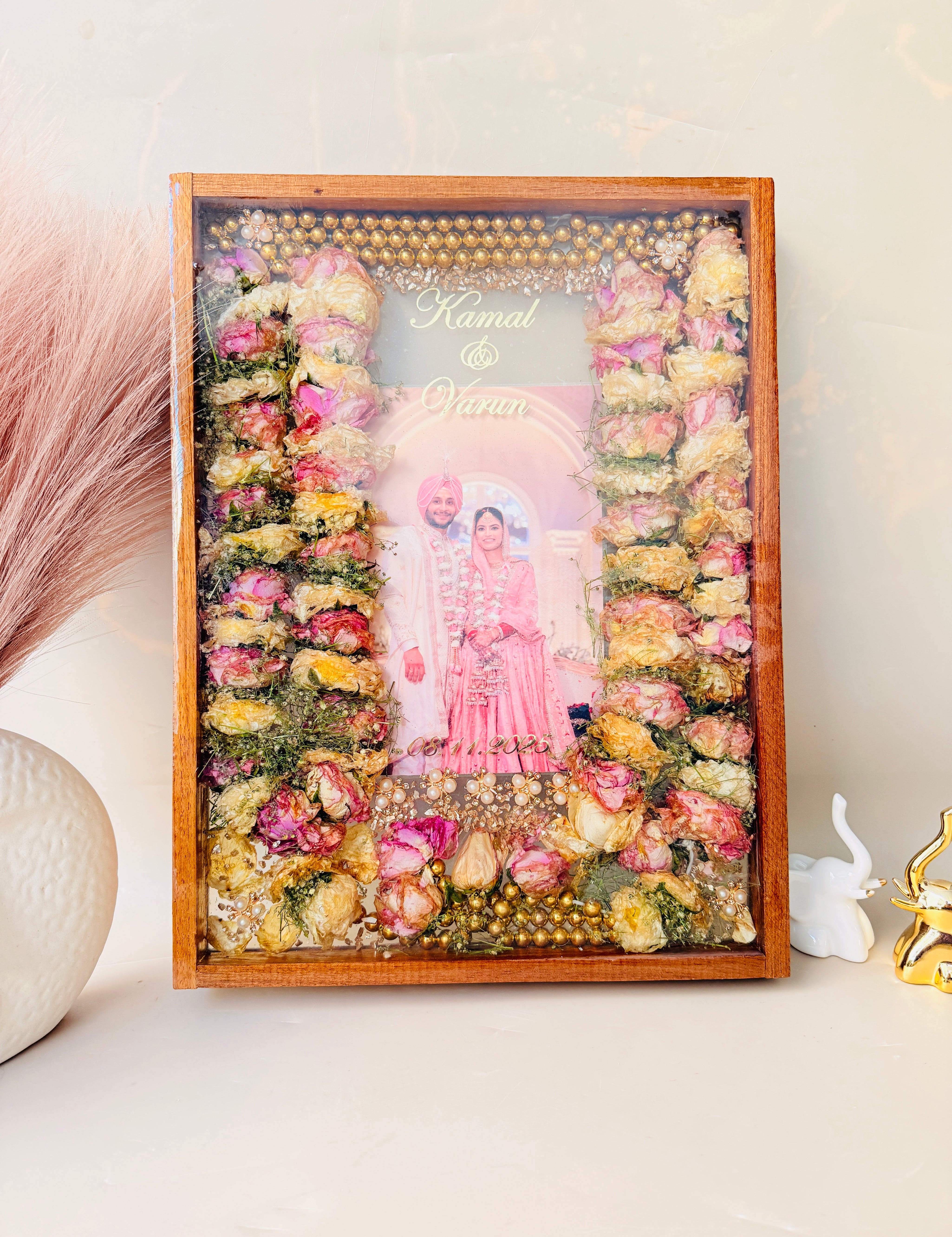 Varmala preservation photo frame for wedding memories