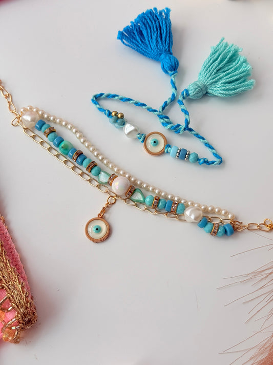 Evil Eye Rakhi & Bracelet