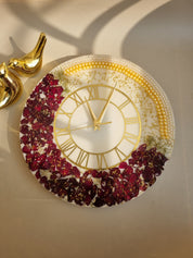 Wedding varmala preserved in resin wall clock