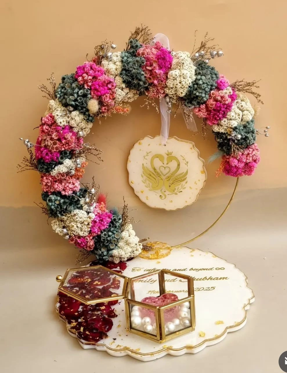 Decorative resin platter for engagement rituals