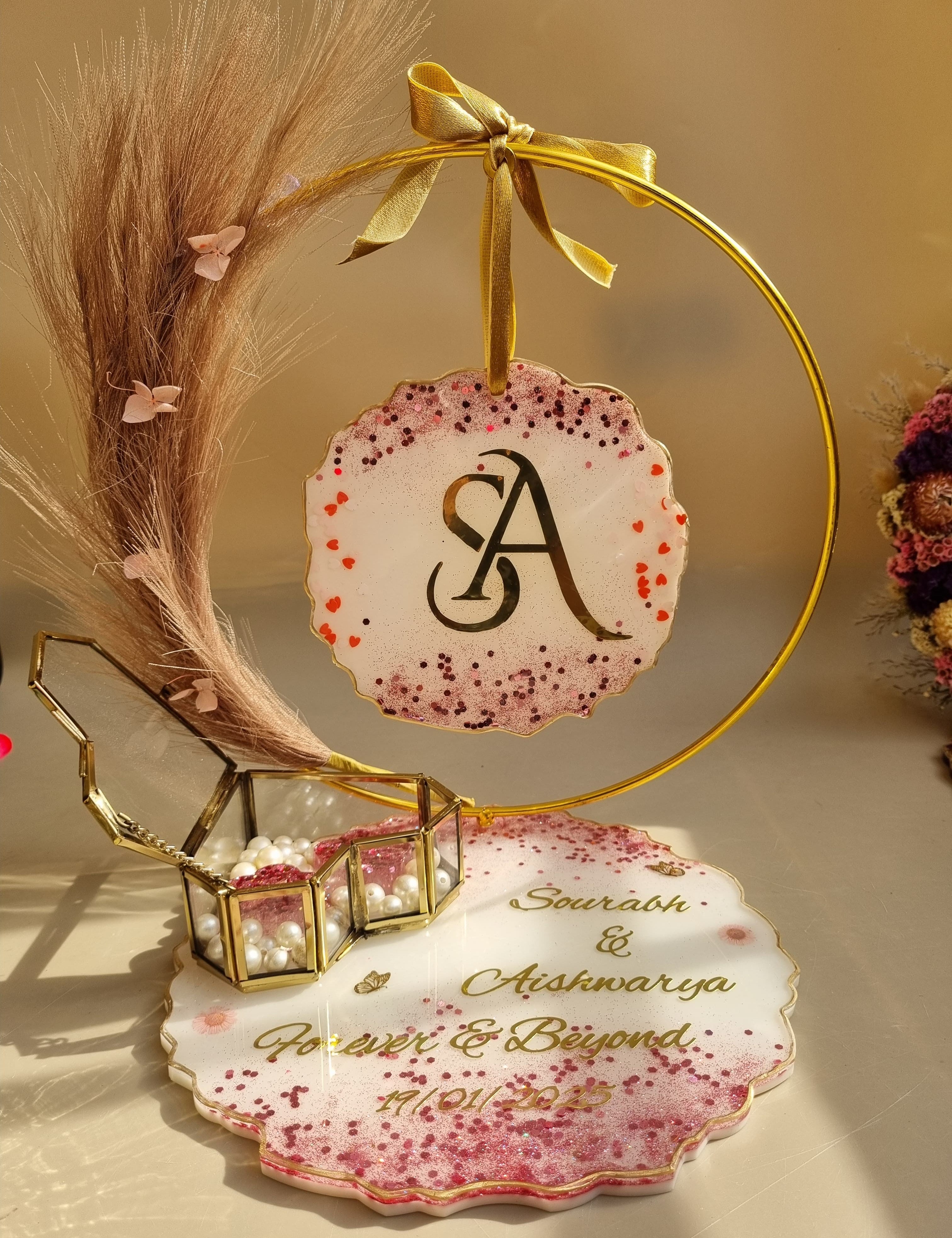 Handmade resin engagement platter with premium finish