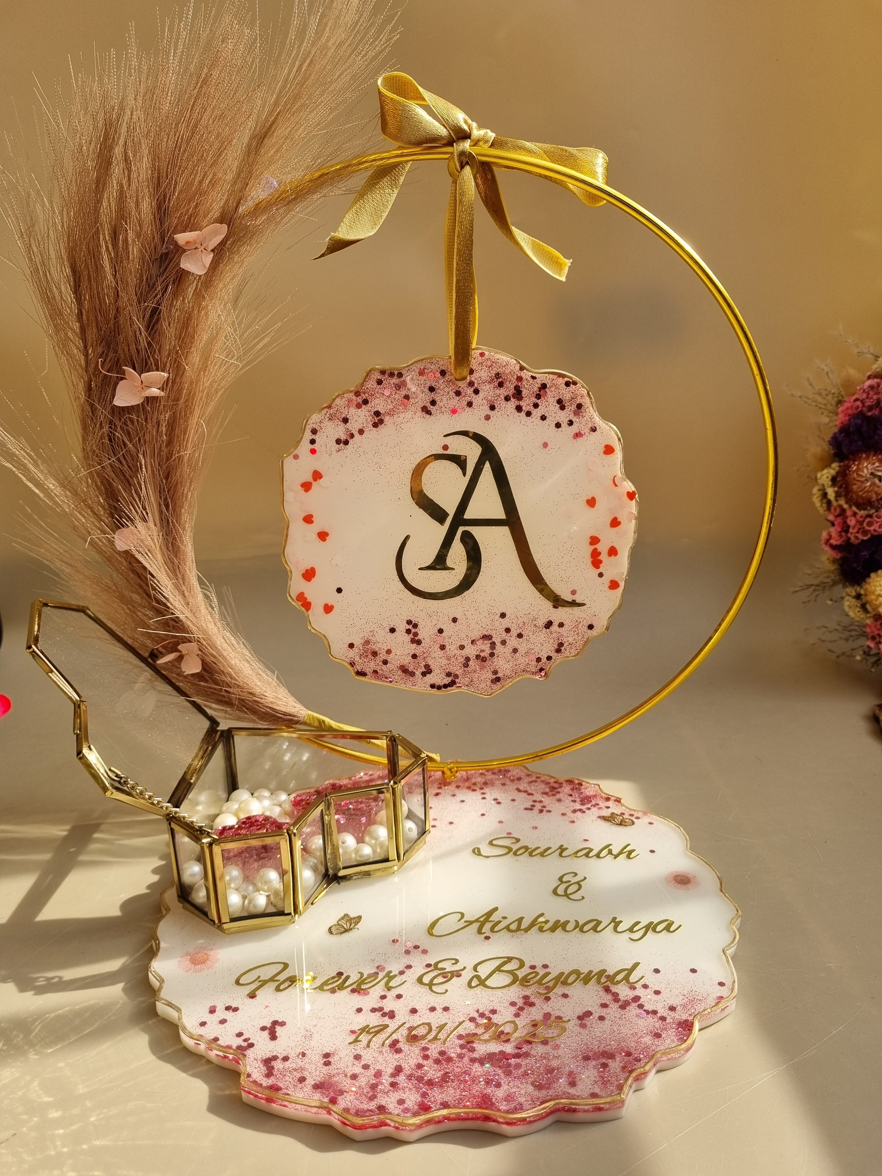 Handmade resin engagement platter with premium finish
