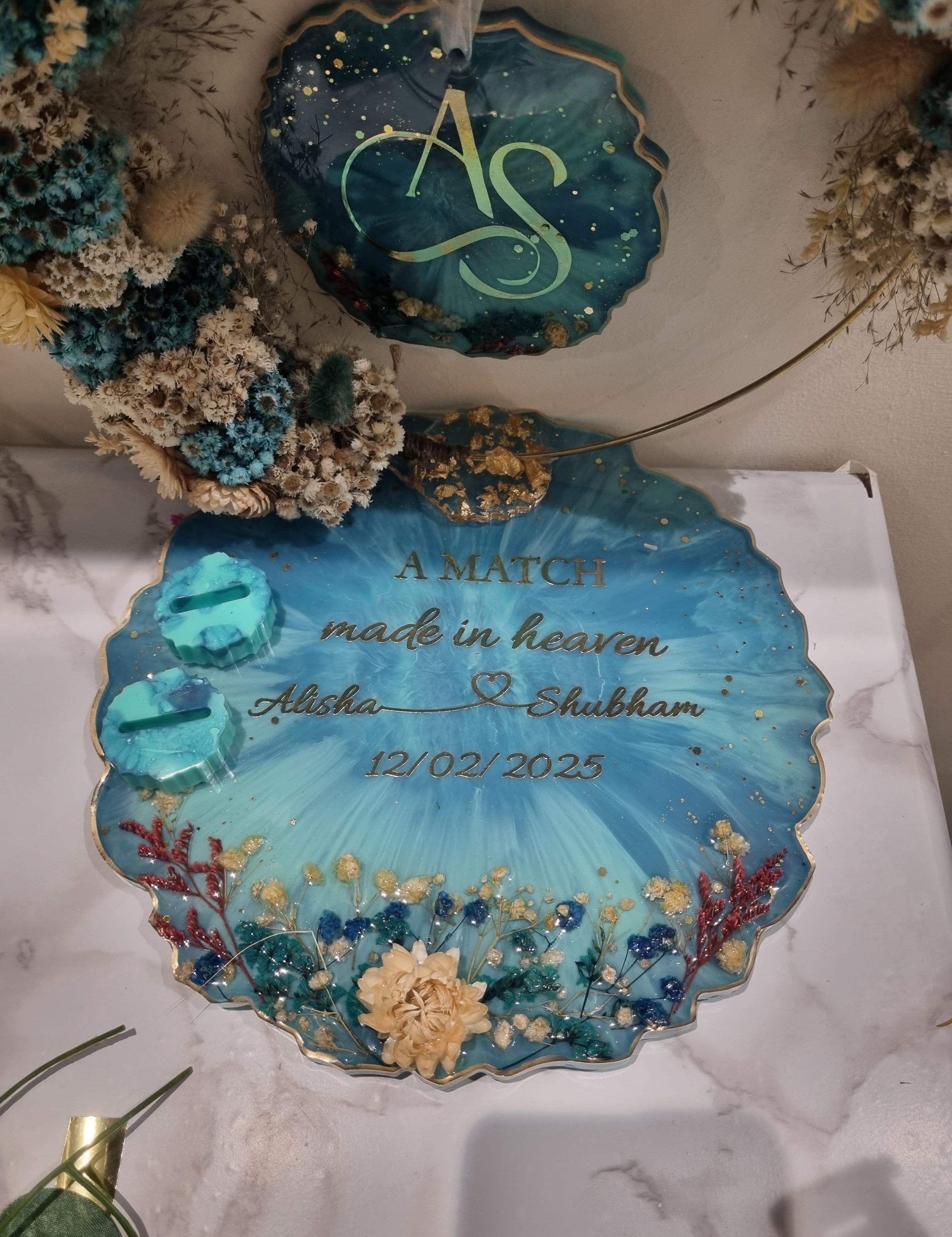 Engagement ceremony decor platter for Indian couples