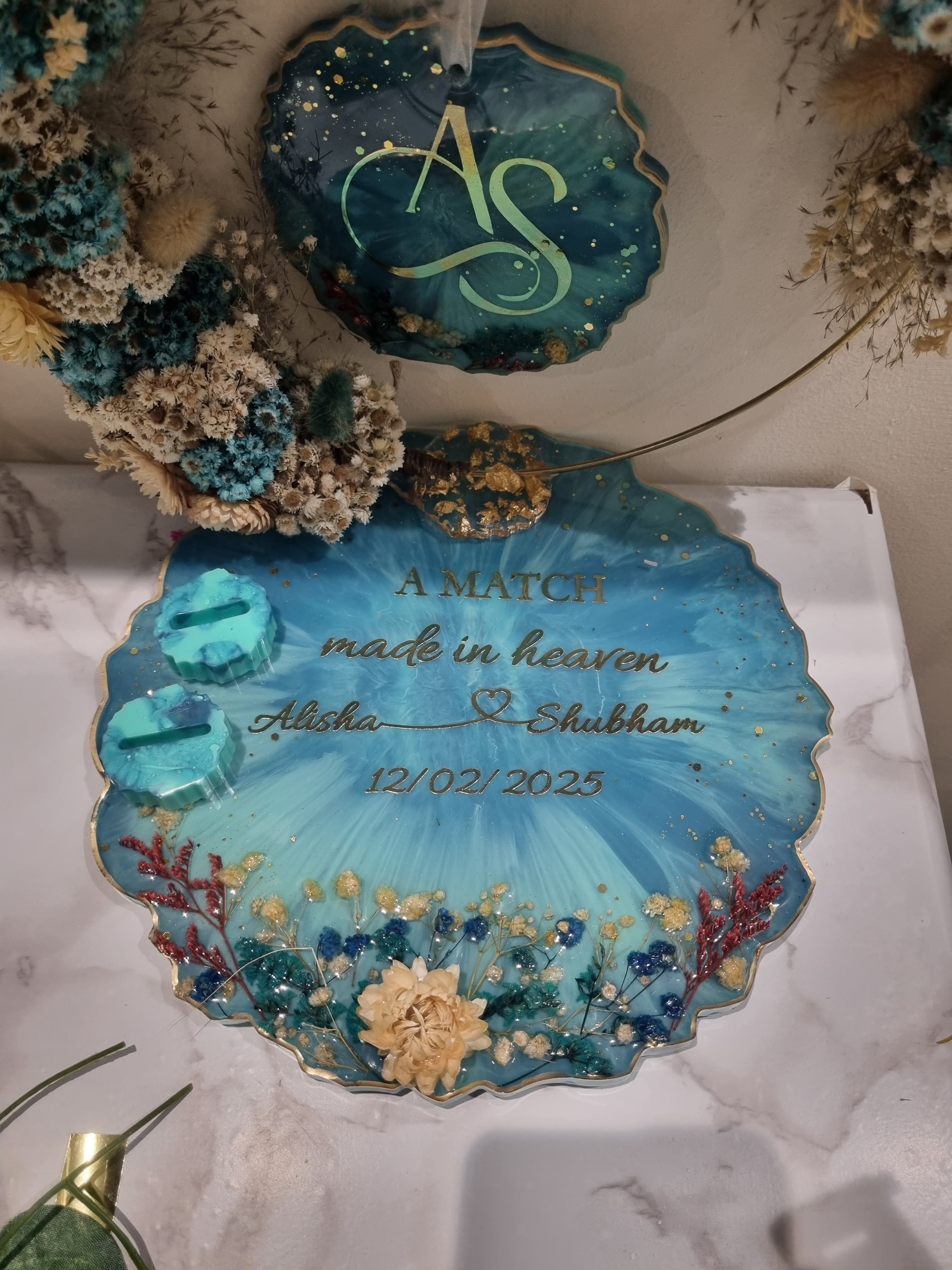 Engagement ceremony decor platter for Indian couples