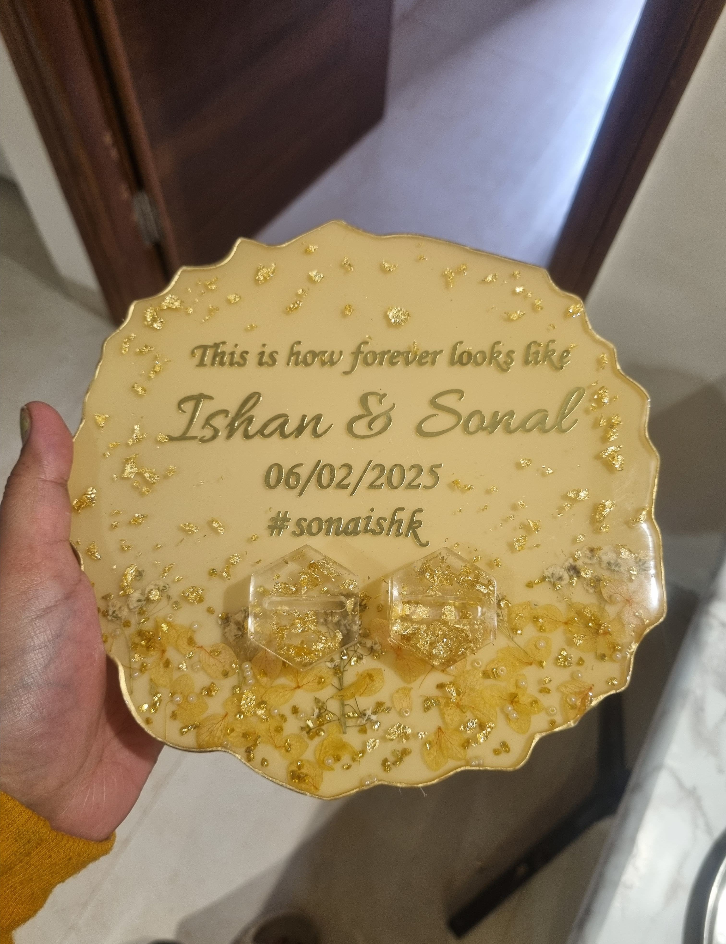 Modern resin engagement platter handcrafted