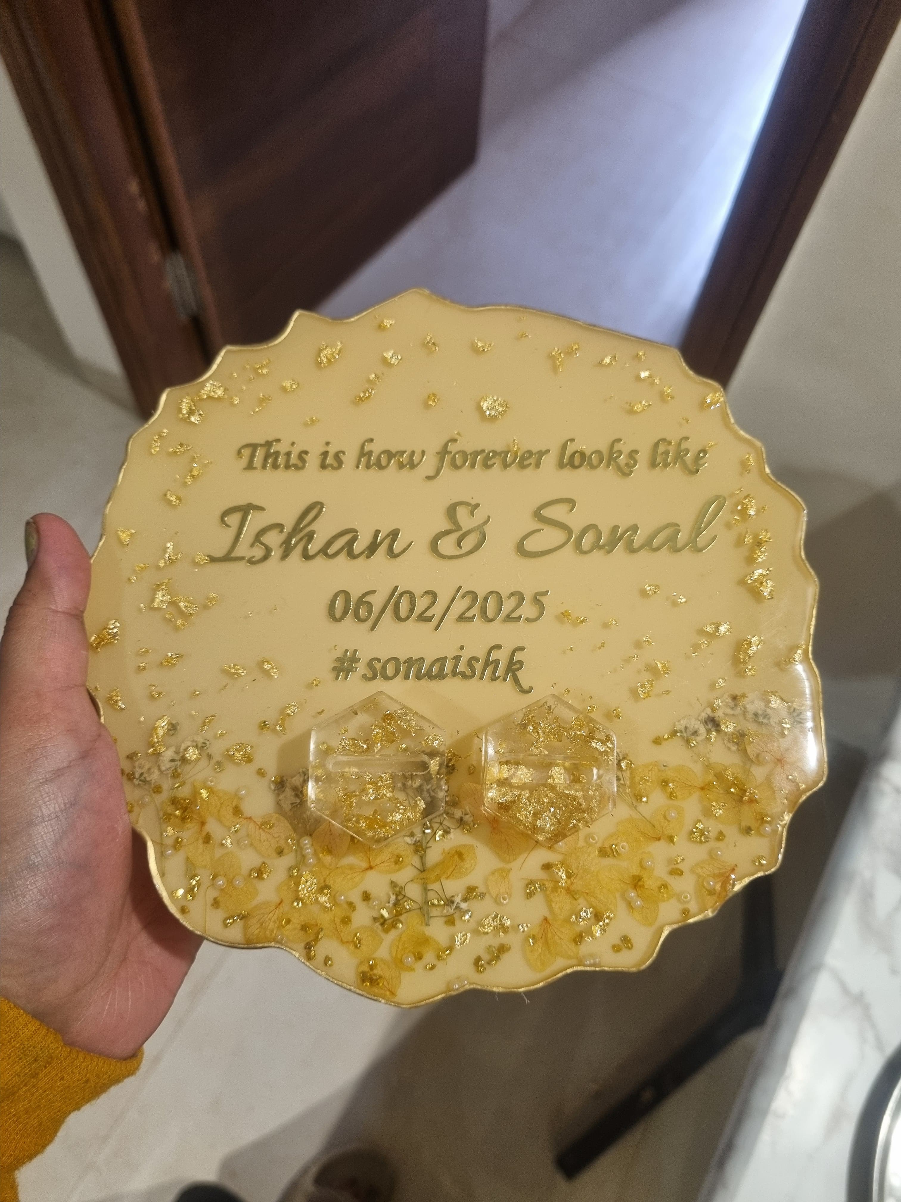 Modern resin engagement platter handcrafted