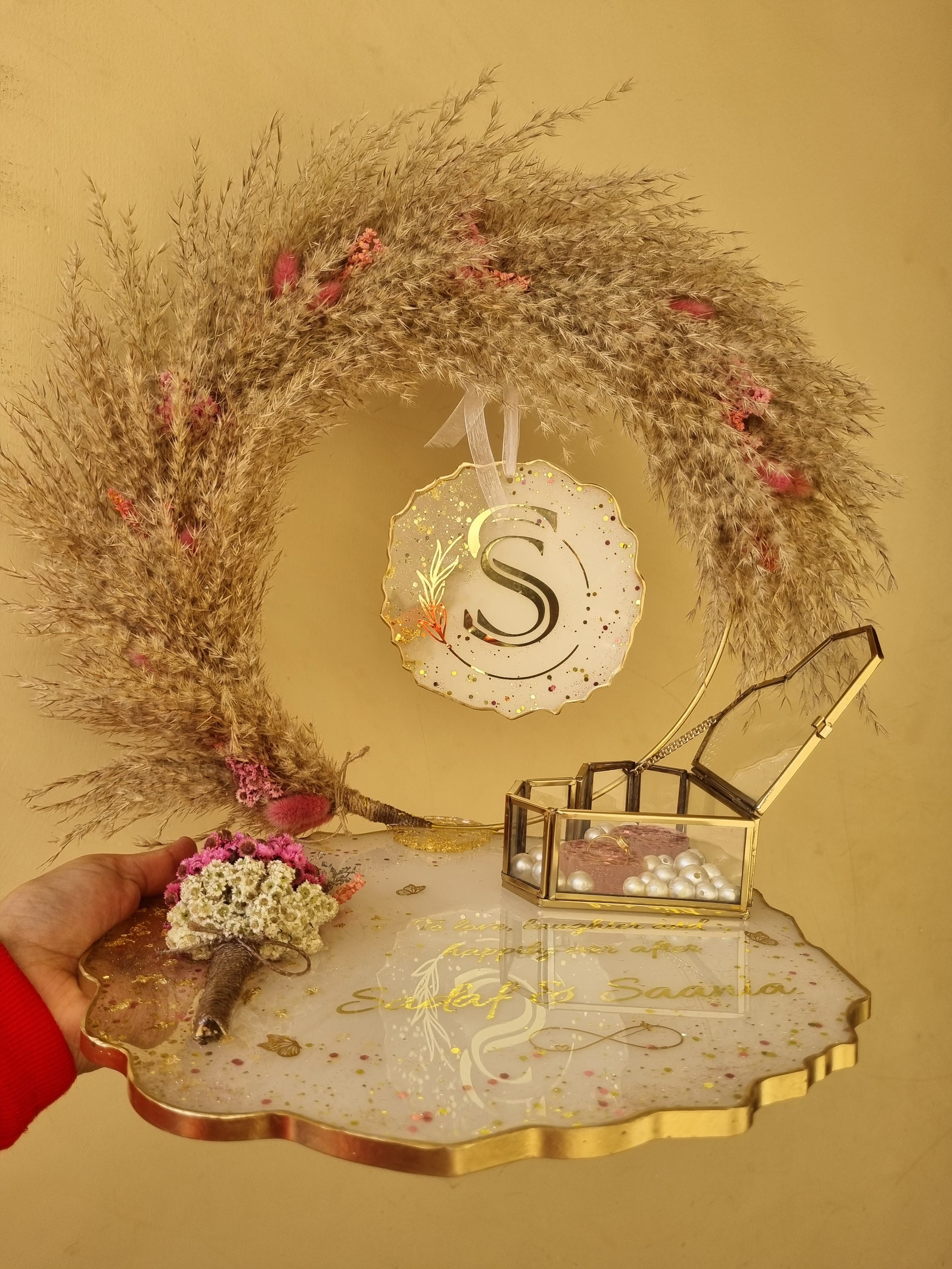 Engagement ceremony decor platter for Indian couples