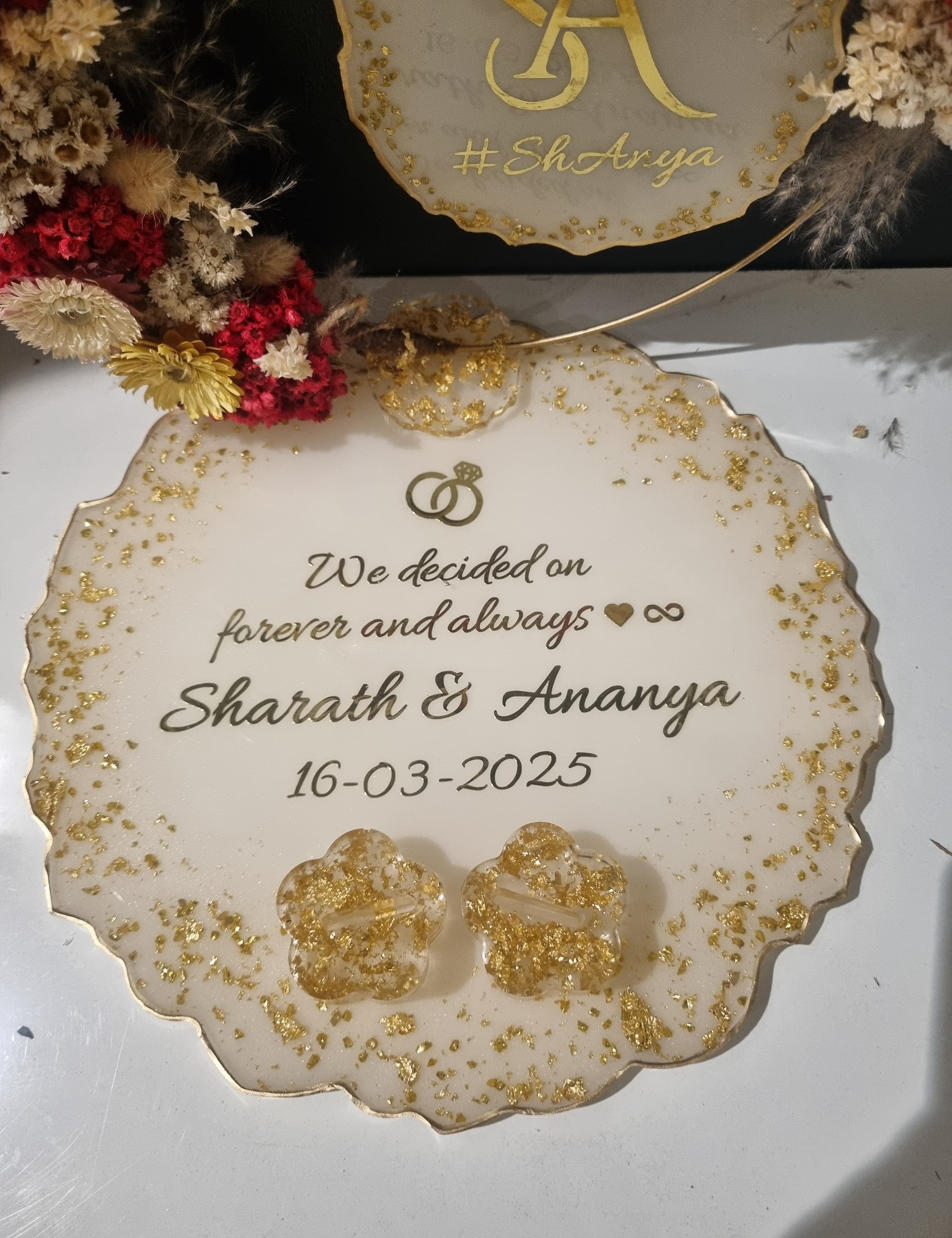 Indian engagement ceremony platter for ring exchange
