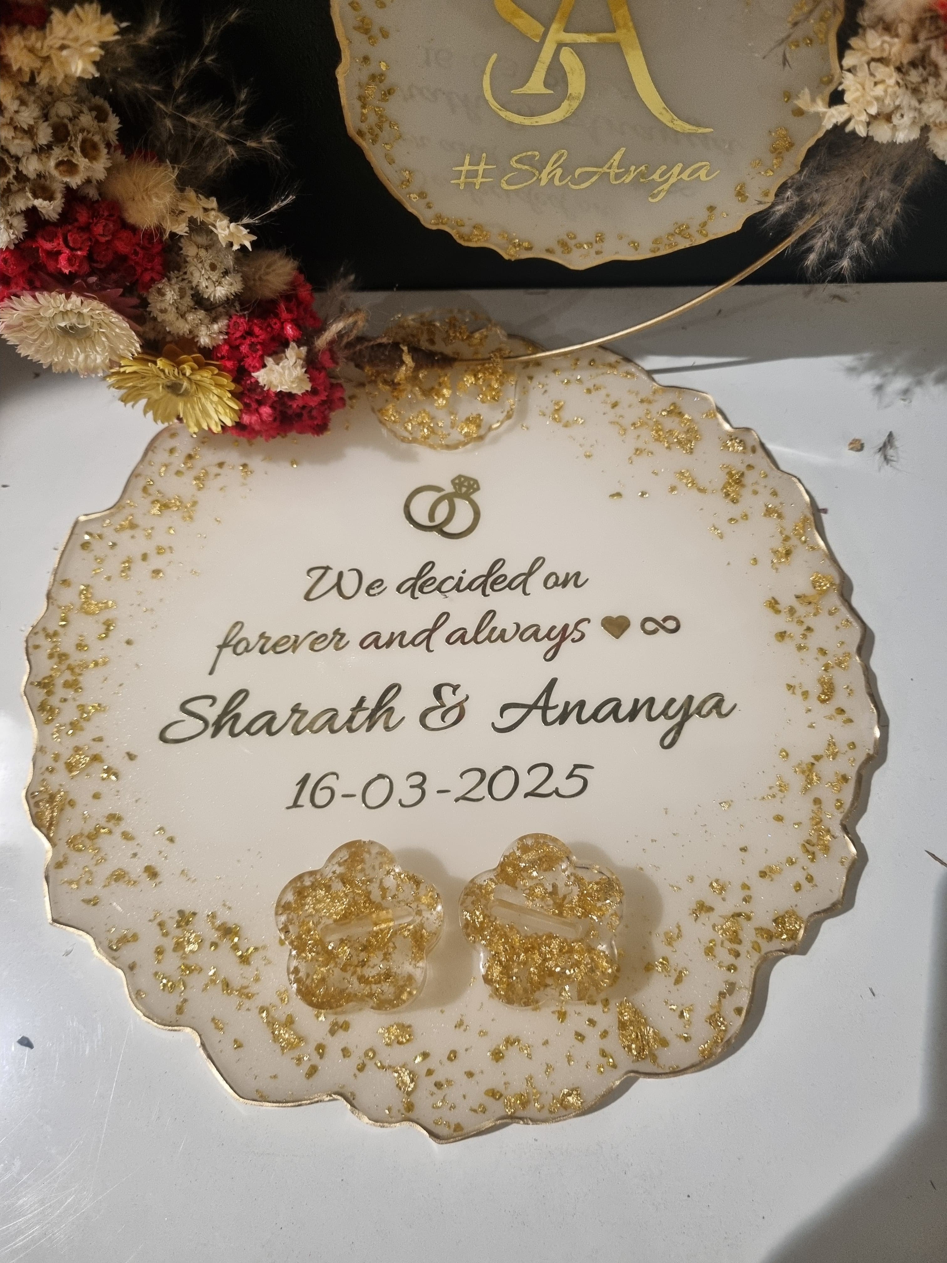 Indian engagement ceremony platter for ring exchange