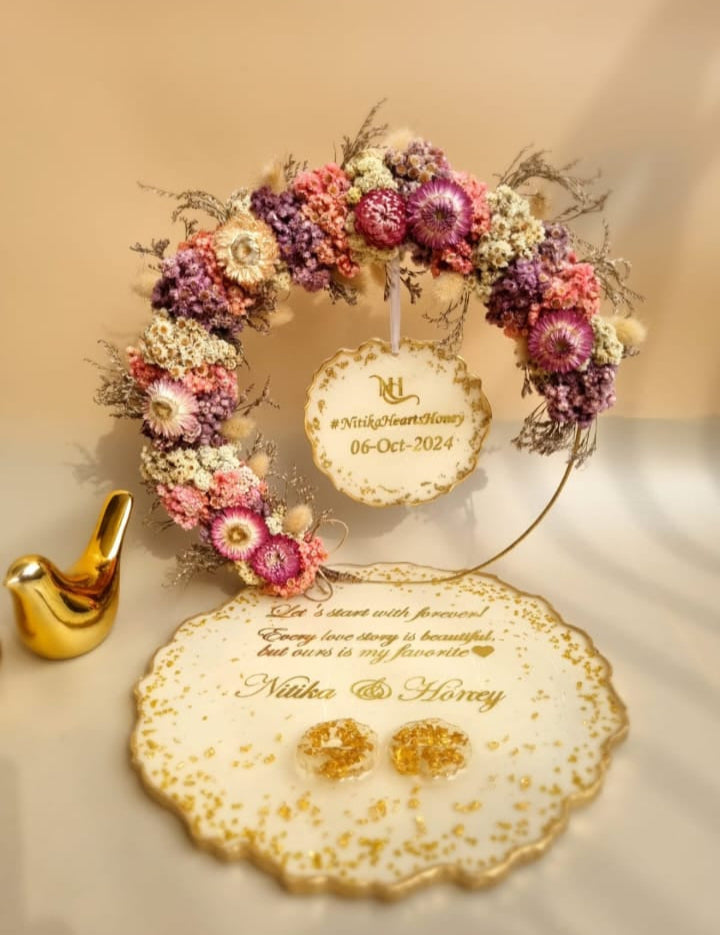 Artistic resin platter for engagement ceremony decor