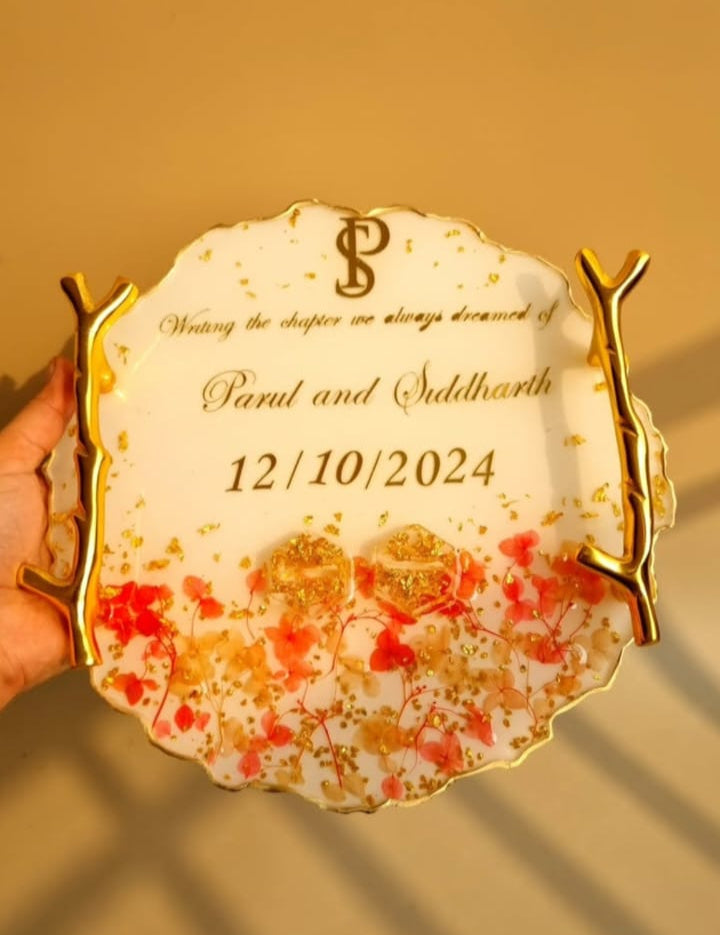 Luxury resin engagement platter for ring exchange