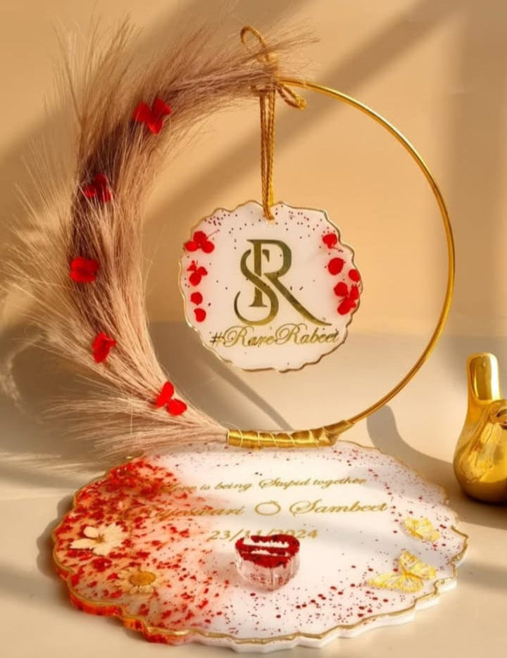 Modern resin engagement platter handcrafted