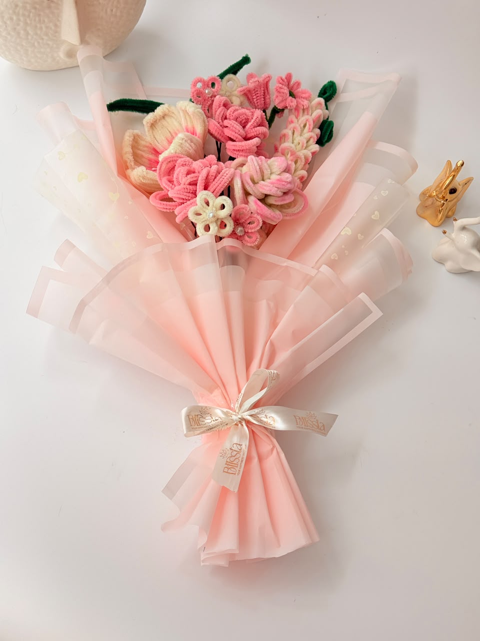 Blush & Bows | Handmade Flower Bouquet