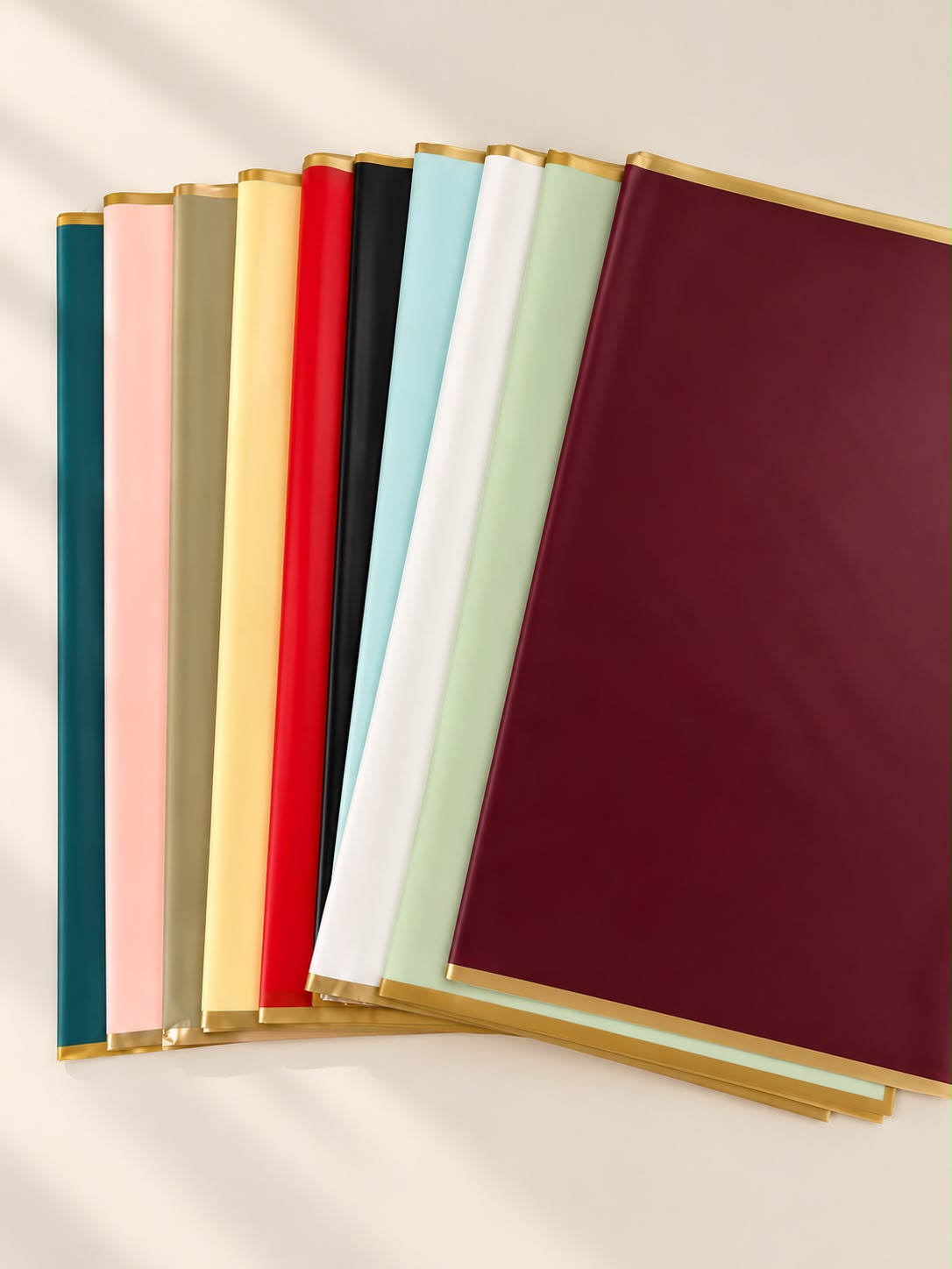 Golden border bouquet wrapping paper