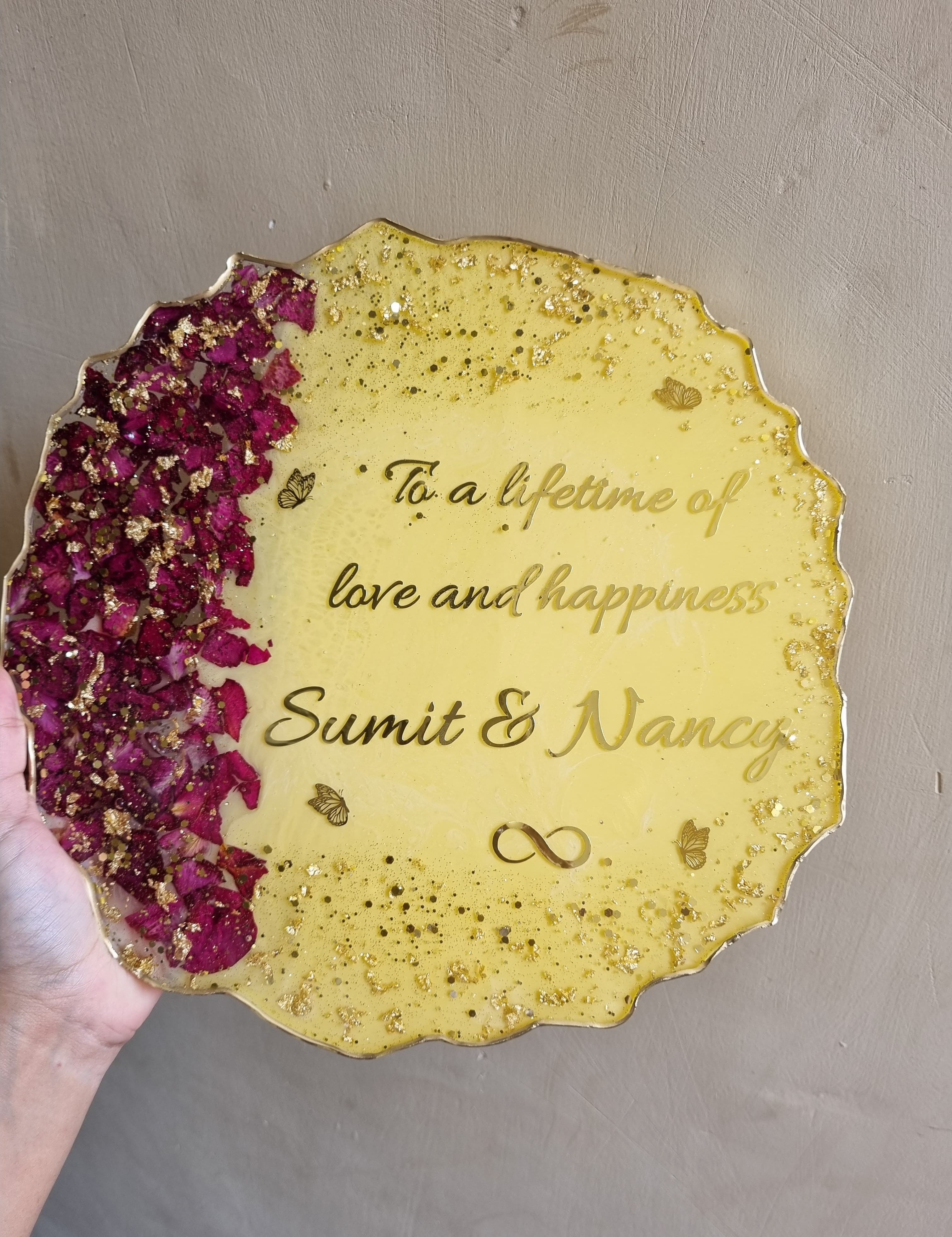Modern resin engagement platter handcrafted