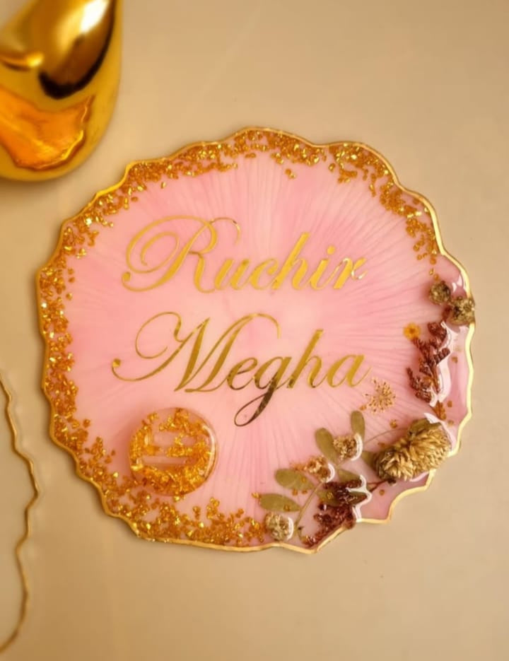 Handmade resin engagement platter with premium finish