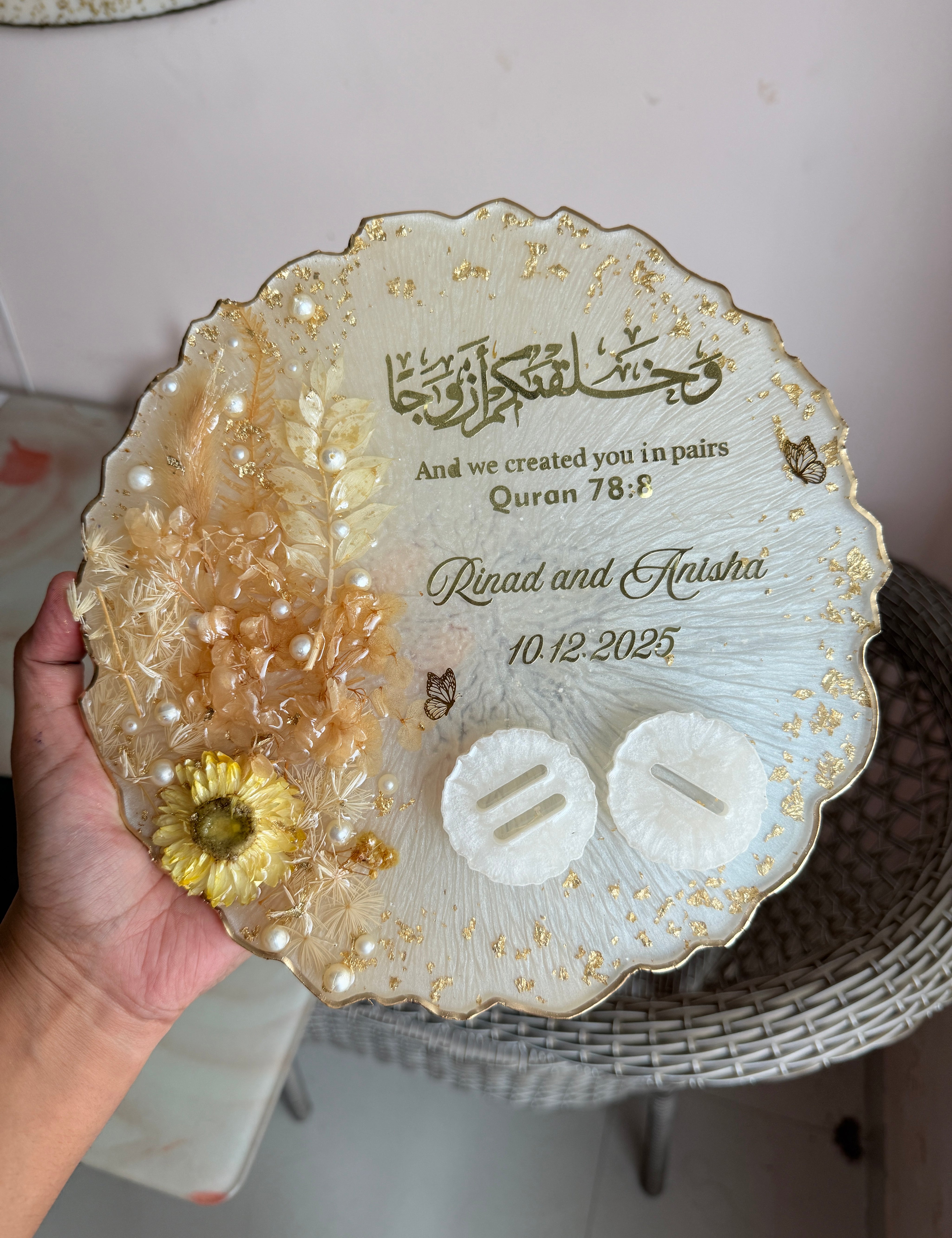 Aesthetic engagement platter for ring ceremony