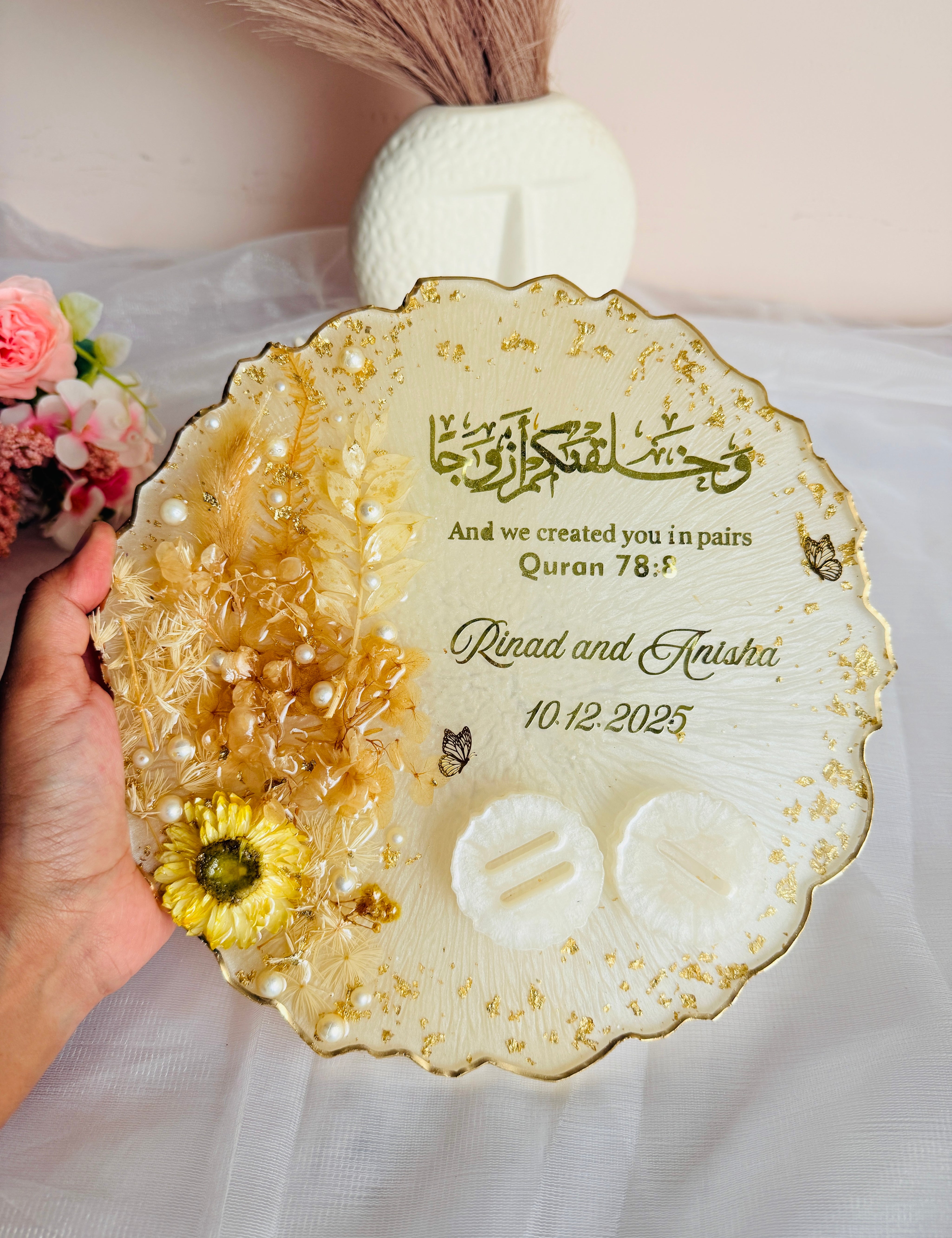 Handmade resin engagement platter with premium finish