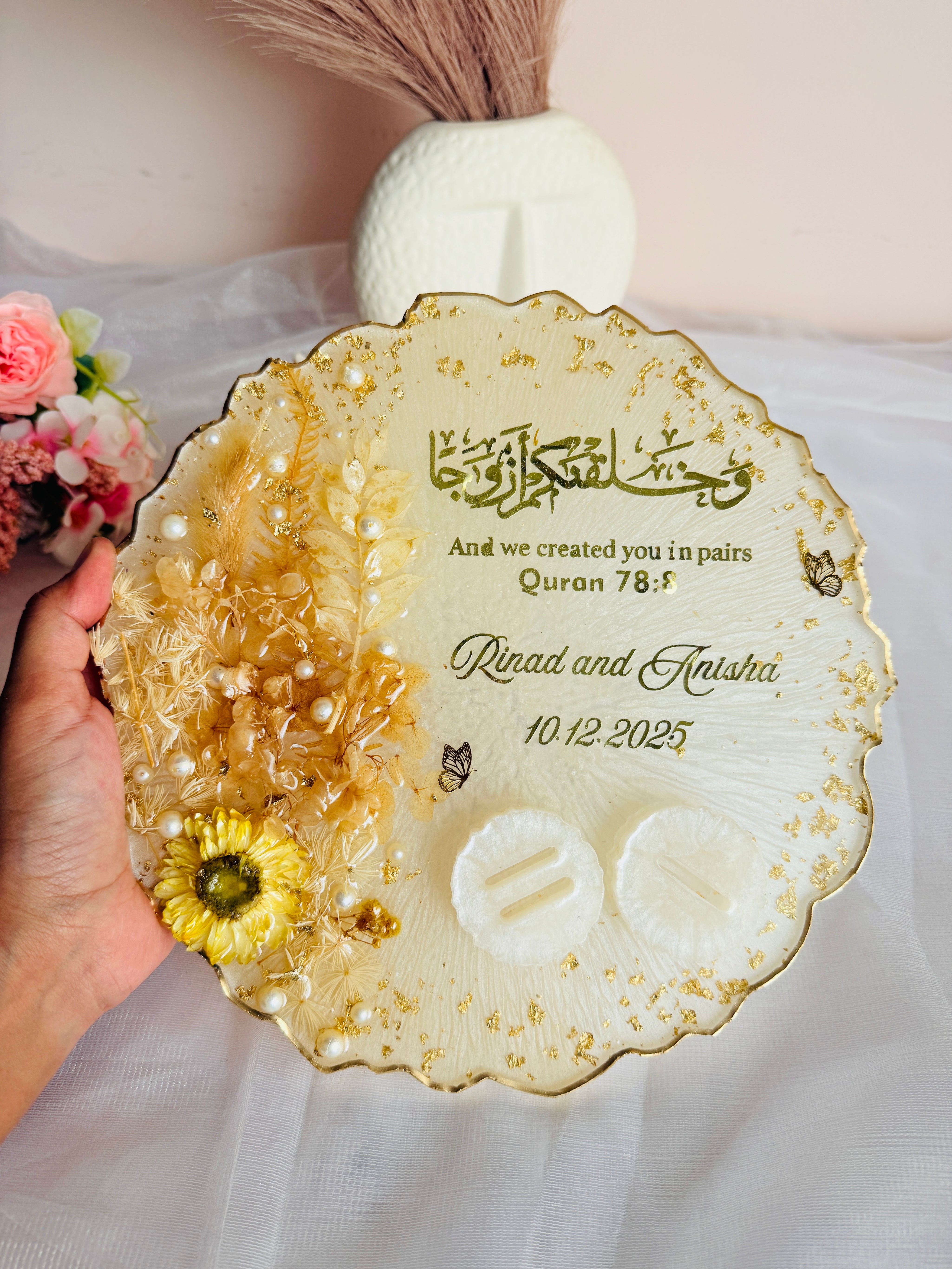Handmade resin engagement platter with premium finish